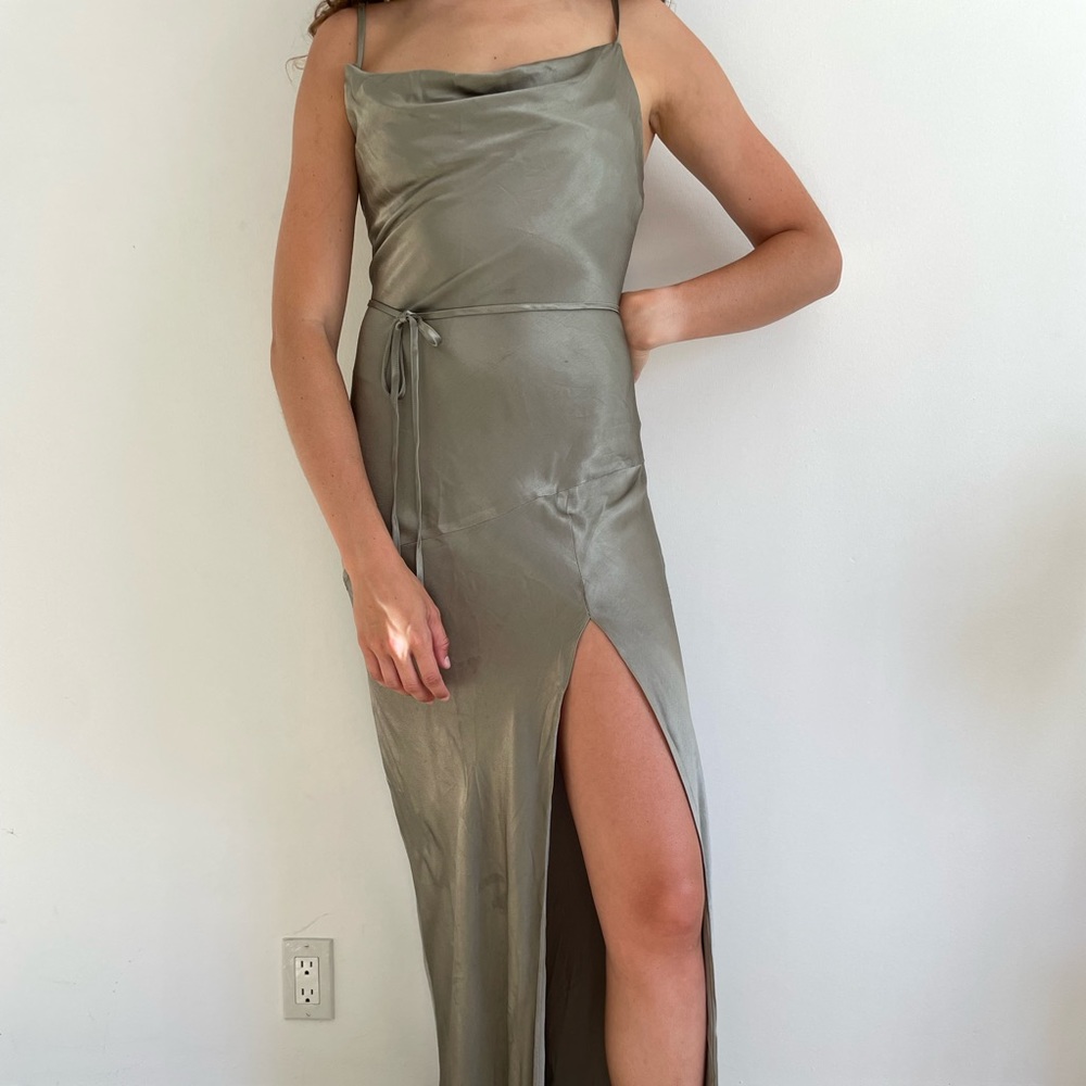 Floor length gown with slit